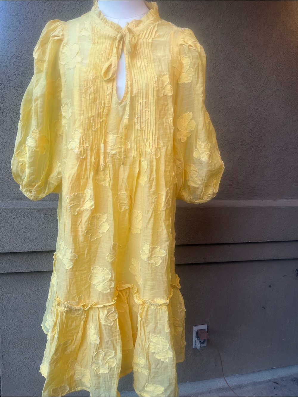 Sundance Yellow Floral Tiered Midi Dress - Picture 3 of 8